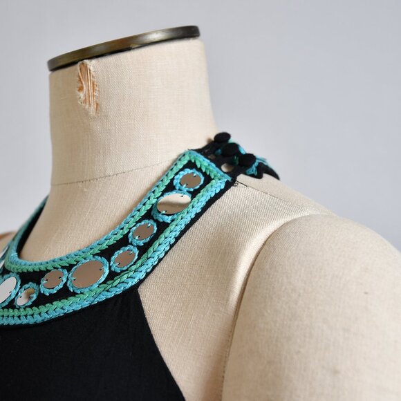 INC Interna- Tribal Deep Black Dress Mirrored Sequin Embellishment- NWT - Size M - Picture 3 of 8